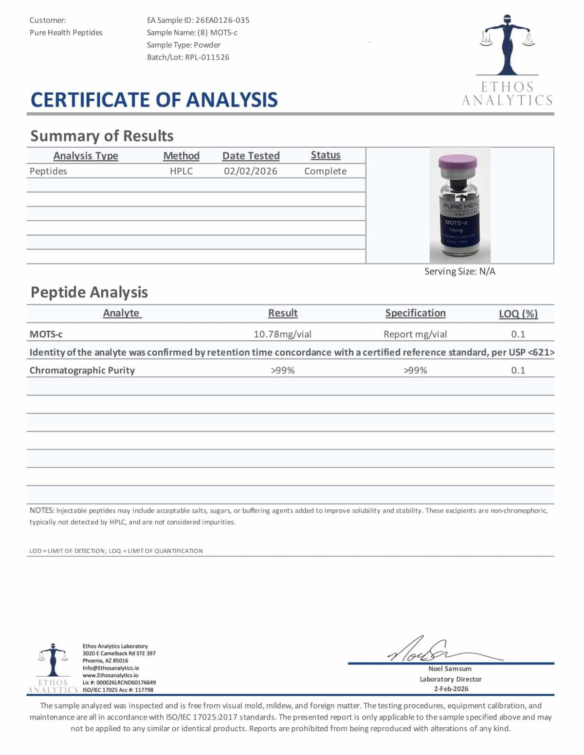 MOTS-c mitochondrial-derived peptide for laboratory research