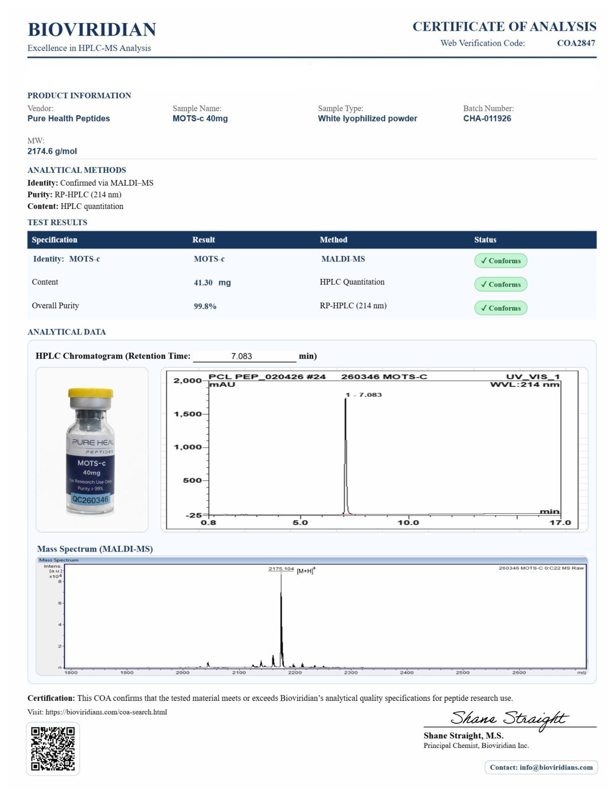 MOTS-c mitochondrial-derived peptide for laboratory research